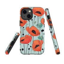 For iPhone 13 mini Tough Protective Case, Poppy Field | iCoverLover Australia