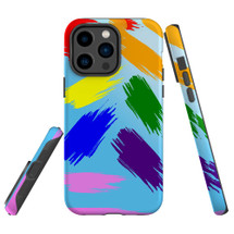 For iPhone 14 Pro Case Tough Protective Cover, Rainbow Brushes | iCoverLover Australia