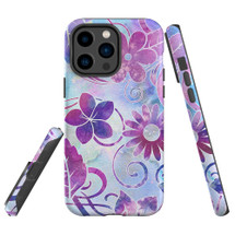 For iPhone 14 Pro Case Tough Protective Cover, Flower Swirls | iCoverLover Australia