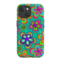 For iPhone 15 Tough Case Compatible with MagSafe, Retro Floral Design | iCoverLover Australia