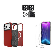 iCoverLover For iPhone 17 Pro Case Compatible with MagSafe Tough Red + 2X Screen + 2X Camera Lens Protectors | iCoverLover Australia