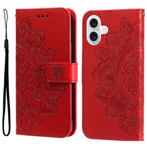 For iPhone 17 Wallet Case - Protective Embossed Floral PU Leather Cover, Red | iCoverLover Australia