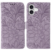 For iPhone 17 Wallet Case - Elegant Lace Flower PU Leather Folio Cover, Purple | iCoverLover Australia