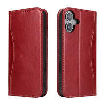 For iPhone 17 Case, Fierre Shann Genuine Cowhide Leather Wallet Cover, Red | iCoverLover Australia