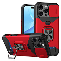 For iPhone 16 Pro Case, Protective Camera Shield, Card Slot Armour Cover, Red | iCoverLover Australia