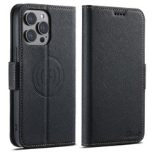 For iPhone 16 Pro Case Leather Flip Wallet Cover Stand Compatible with MagSafe Black | iCoverLover Australia