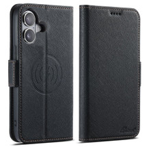 For iPhone 16 Plus Case Leather Flip Wallet Cover Stand Compatible with MagSafe Black | iCoverLover Australia