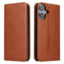 For iPhone 16 Plus Case, Leather, Flip Wallet Folio Cover, Stand, Brown | iCoverLover Australia
