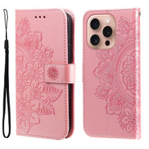 For iPhone 16 Pro Case, Flower Mandala PU Leather Folio Wallet Cover, Rose Gold | iCoverLover Australia
