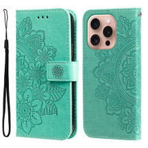 For iPhone 16 Pro Case, Flower Mandala PU Leather Folio Wallet Cover, Green | iCoverLover Australia
