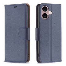 For iPhone 16 Plus Case, Lychee Texture Folio PU Leather Wallet Cover, Blue | iCoverLover Australia