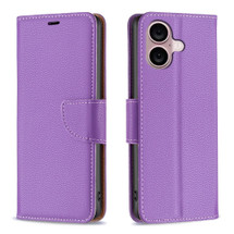 For iPhone 16 Plus Case, Lychee Texture Folio PU Leather Wallet Cover, Purple | iCoverLover Australia