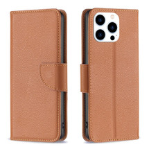 For iPhone 16 Pro Max Case, Lychee Texture Folio PU Leather Wallet Cover, Brown | iCoverLover Australia