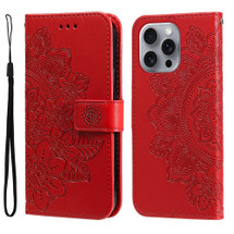 For iPhone 16 Pro Max Case, Flower Mandala PU Leather Folio Wallet Cover, Red | iCoverLover Australia