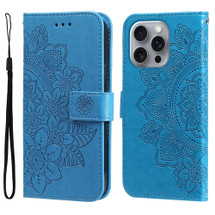 For iPhone 16 Pro Max Case, Flower Mandala PU Leather Folio Wallet Cover, Blue | iCoverLover Australia