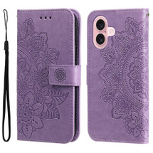 For iPhone 16 Case, Flower Mandala PU Leather Folio Wallet Cover, Light Purple | iCoverLover Australia