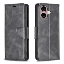 For iPhone 16 Case, Lambskin Texture PU Leather Folio Wallet Cover, Black | iCoverLover Australia