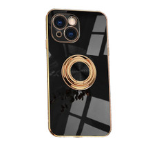 For iPhone 15 Case, Electroplating Luxury, Kickstand Ring Holder Cover, Black | iCoverLover Australia
