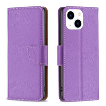For iPhone 15 Case, Lychee Texture Folio PU Leather Wallet Cover, Purple | iCoverLover Australia