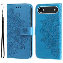 For iPhone Air Wallet Case - Protective Embossed Floral PU Leather Cover, Blue | iCoverLover Australia