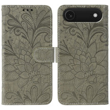 For iPhone Air Wallet Case - Elegant Lace Flower PU Leather Folio Cover, Grey | iCoverLover Australia
