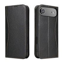 For iPhone Air Case, Fierre Shann Genuine Cowhide Leather Wallet Cover, Black | iCoverLover Australia