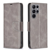 For Samsung Galaxy S24 Ultra Case - Lambskin Texture, Folio PU Leather Wallet Cover with Card Slots, Lanyard, Grey | iCoverLover Australia