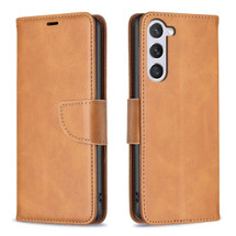For Samsung Galaxy S24 Case - Lambskin Texture, Folio PU Leather Wallet Cover with Card Slots, Lanyard, Light Brown | iCoverLover Australia