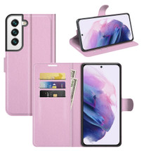 For Samsung Galaxy S22+ 5G Lychee Texture Folio Protective Case, PU Leather Wallet Cover, Pink | iCoverLover Australia