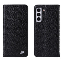 For Samsung Galaxy S22+ Plus Case Fierre Shann Crocodile Pattern Genuine Cow Leather Cover Black | iCoverLover Australia