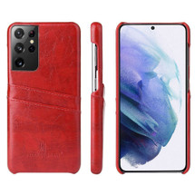 For Samsung Galaxy S21 Ultra Case Deluxe Leather Protective Cover Red | iCoverLover Australia