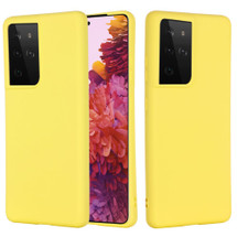 For Samsung Galaxy S21 Ultra Case, Solid Color Liquid Silicone Shockproof Full Coverage Cover, Yellow | iCoverLover Australia
