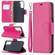 For Samsung Galaxy S21 Case Lychee Texture Folio PU Leather Cover, Wallet, Kickstand & Lanyard, Rose Red | iCoverLover Australia