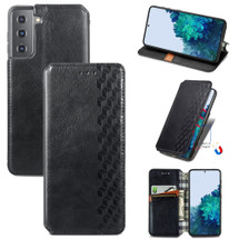 For Samsung Galaxy S21 Case, Cubic Grid Folio Magnetic PU Leather Cover Wallet, Kickstand, Black | iCoverLover Australia