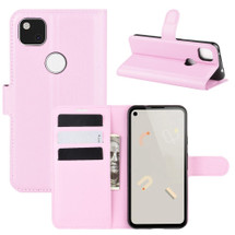 For Google Pixel 4a Case, PU Leather Folio Protective Wallet Cover, Stand, Pink | iCoverLover Australia