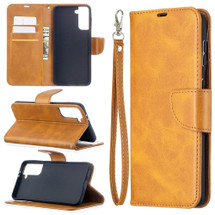 For Samsung Galaxy S21+ Plus Case Lambskin Texture Folio PU Leather Cover, Wallet, Kickstand & Lanyard, Light Brown | iCoverLover Australia