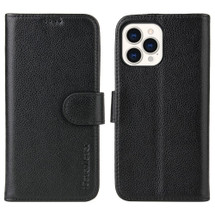 For iPhone 13 Pro Case iCoverLover Black Genuine Cow Leather Wallet Folio Cover | iCoverLover Australia