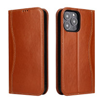 For iPhone 13 Pro Case Brown Fierre Shann Genuine Cowhide Leather Wallet Cover | iCoverLover Australia