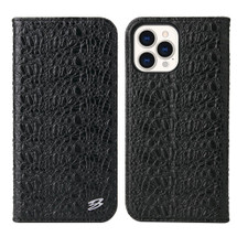 For iPhone 13 Pro Max Case Fierre Shann Crocodile Pattern Genuine Cow Wallet Leather Cover Black | iCoverLover Australia