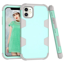 For iPhone 12 mini Case Protective Armored 3-Layer Cover,Mint Green & Grey | iCoverLover Australia