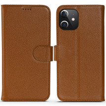 For iPhone 12 Pro Max (6.7in) Case Fashion Cowhide Genuine Leather Wallet Cover Brown | iCoverLover Australia