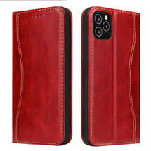 For iPhone 12 Pro Max (6.7in) Case Red Fierre Shann Genuine Cowhide Leather Cover With 2 Card Slots, Cash Pocket & Kickstand | iCoverLover Australia