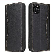 For iPhone 12/12 Pro (6.1in) Case Black Fierre Shann Genuine Cowhide Leather Cover With 2 Card Slots, Cash Pocket & Kickstand | iCoverLover Australia