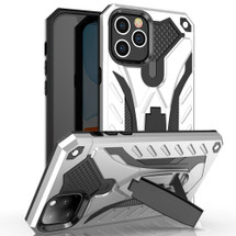 For iPhone 12 Pro Max (6.7in) Case, Armour Strong Shockproof Tough Cover with Kickstand, Silver | iCoverLover Australia