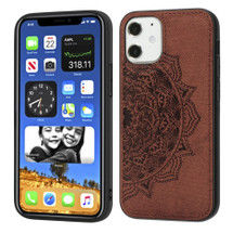 For iPhone 12 mini Case Mandala Cloth Cover PC + TPU,Magnetic Function and Hand Strap, Brown | iCoverLover Australia