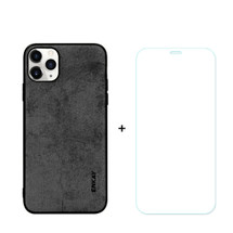 For iPhone 11 Pro Max Case Fabric Texture Black Cover & Tempered Glass Screen Protector | iCoverLover Australia