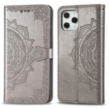 For iPhone 12/12 Pro 6.1 Halfway Mandala Pattern Folio PU Leather Case,Holder, Card Slots, Wallet, Lanyard, Grey | iCoverLover Australia