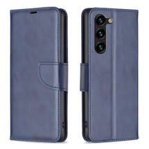 For Samsung Galaxy S25+ Plus Case - Lambskin Texture, Folio PU Leather Wallet Cover with Card Slots, Lanyard, Blue | iCoverLover Australia
