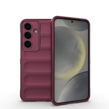 For Samsung Galaxy S25 Case - Wavy Shield, Durable TPU + Flannel Protective Cover, Wine Red | iCoverLover Australia
