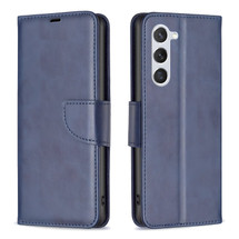 For Samsung Galaxy S25 Case - Lambskin Texture, Folio PU Leather Wallet Cover with Card Slots, Lanyard, Blue | iCoverLover Australia